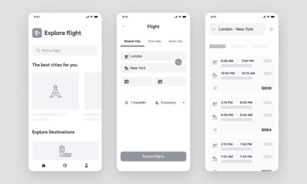 Booking App Wireframe