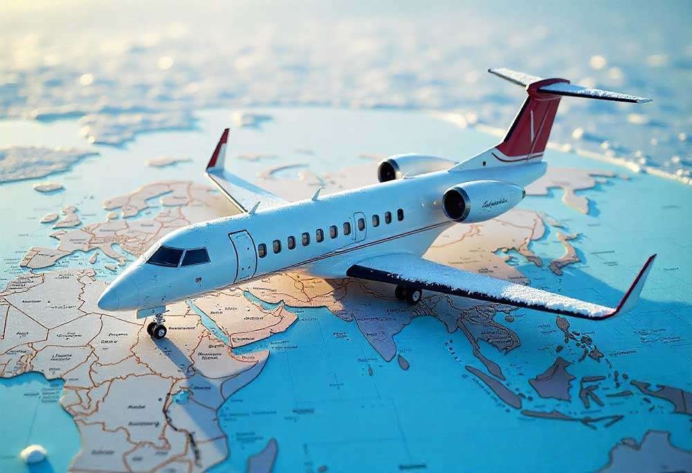 Airline route map overlay